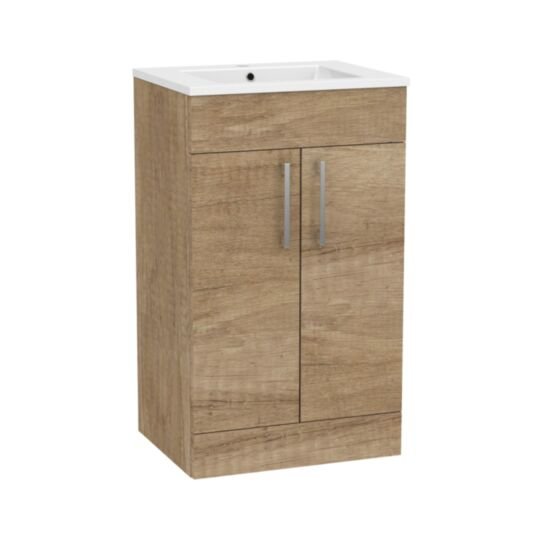 Tucker French Amersham 500mm Floor Standing Two Door Basin Unit Nebraska Oak