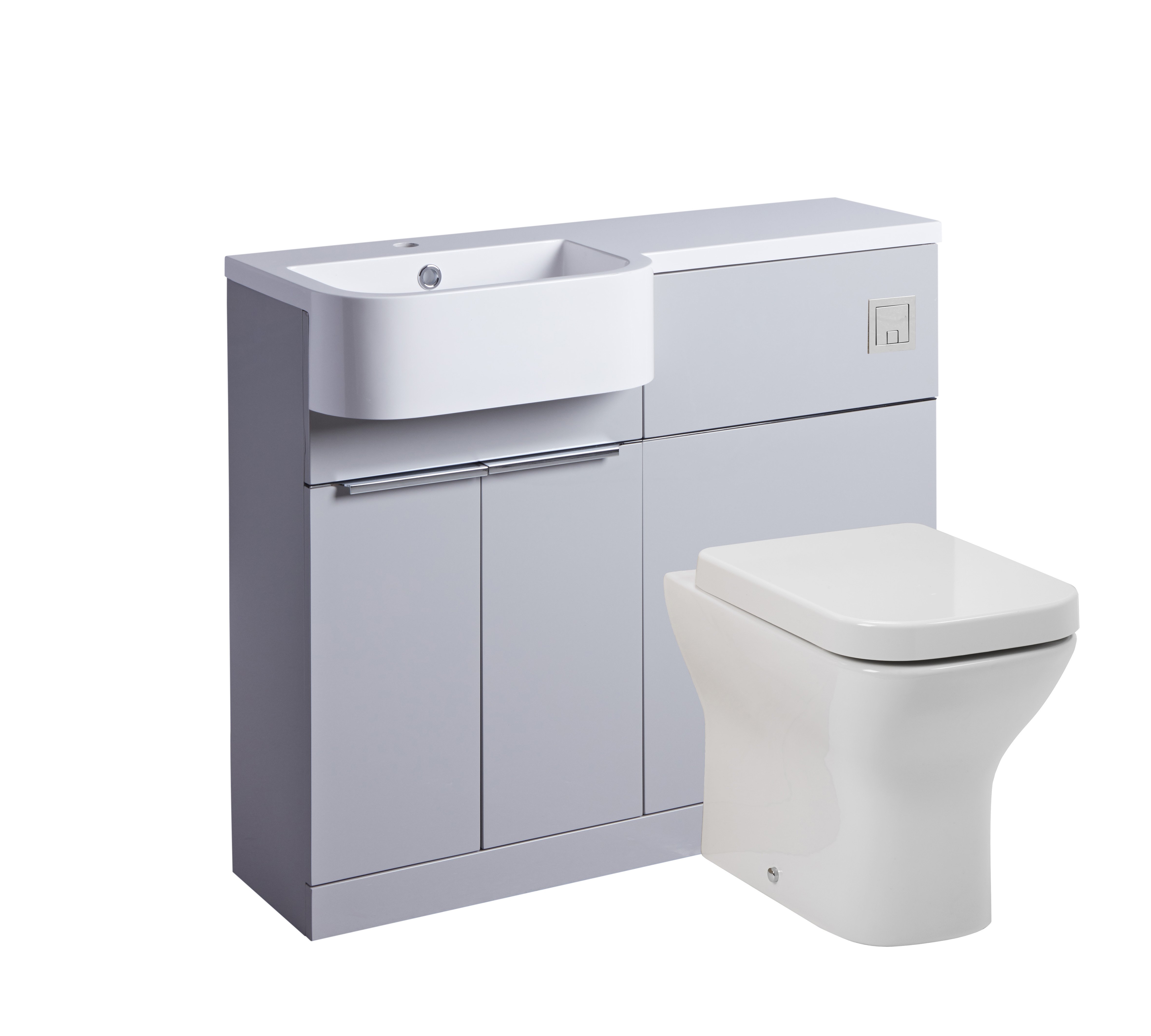 Instinct Keros 1000mm Back To Wall Floor Standing Semi Countertop Basin Unit Left Handed Light Grey INST049288