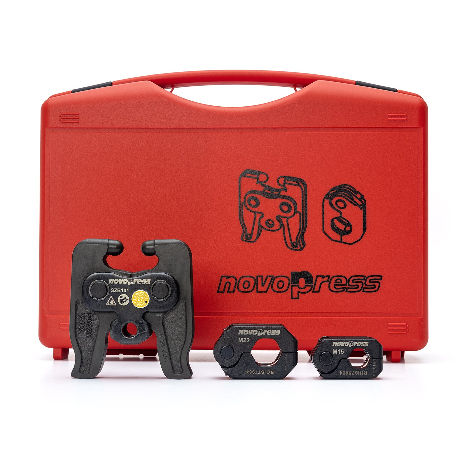 Novopress Angled Jaw Set complete with M15, M22, SZB101 Adaptor and Kit Box 50869-50
