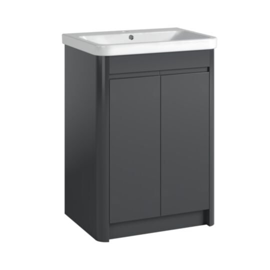 Tucker French Herts 600mm Floor Standing Two Door Basin Unit Anthracite
