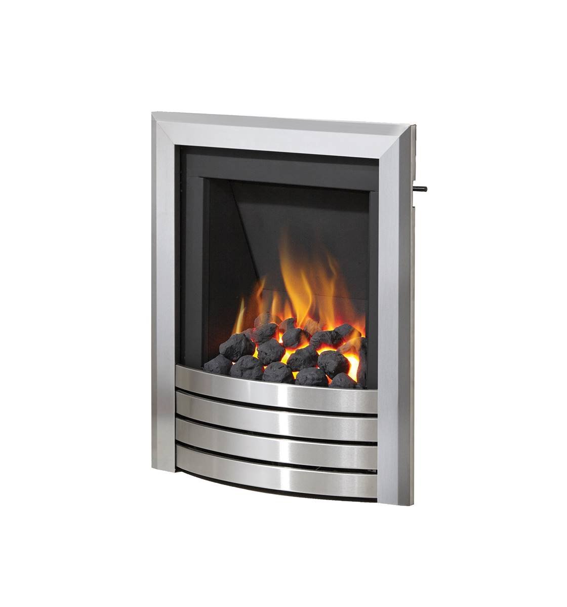 Be Modern Design Slimline Radiant Inset Gas Fire in Brushed Steel Finish 17002X 