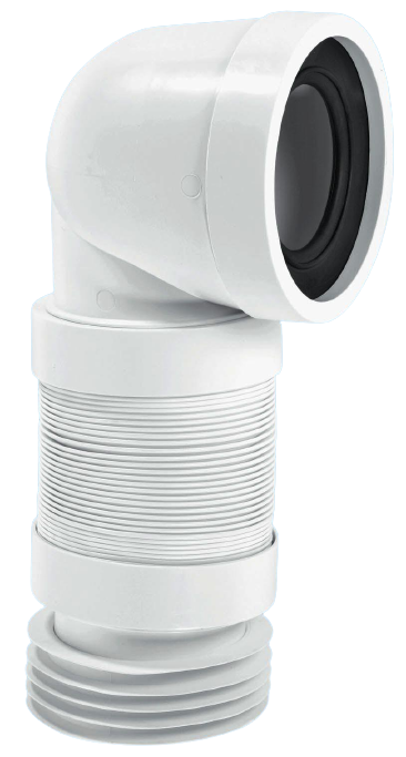 McAlpine 97-107mm Inlet x 110mm Outlet 90 Degree Flexible WC Connector WC-CON8F