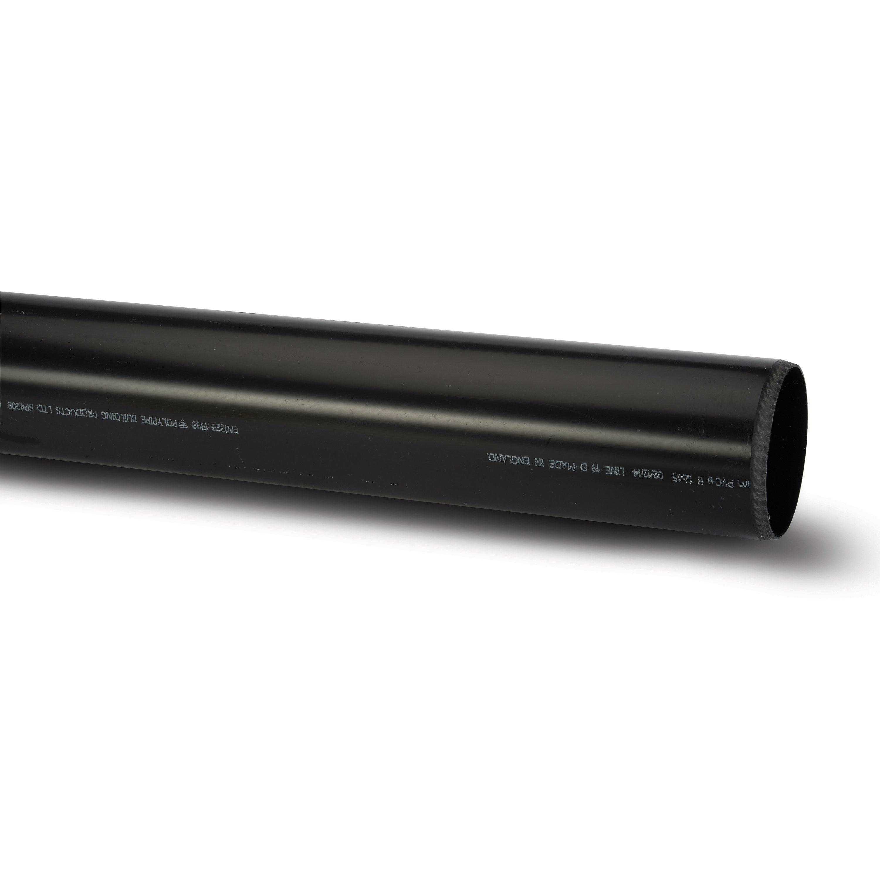 Polypipe 82mm Plain Ended Pipe 3m Length Black