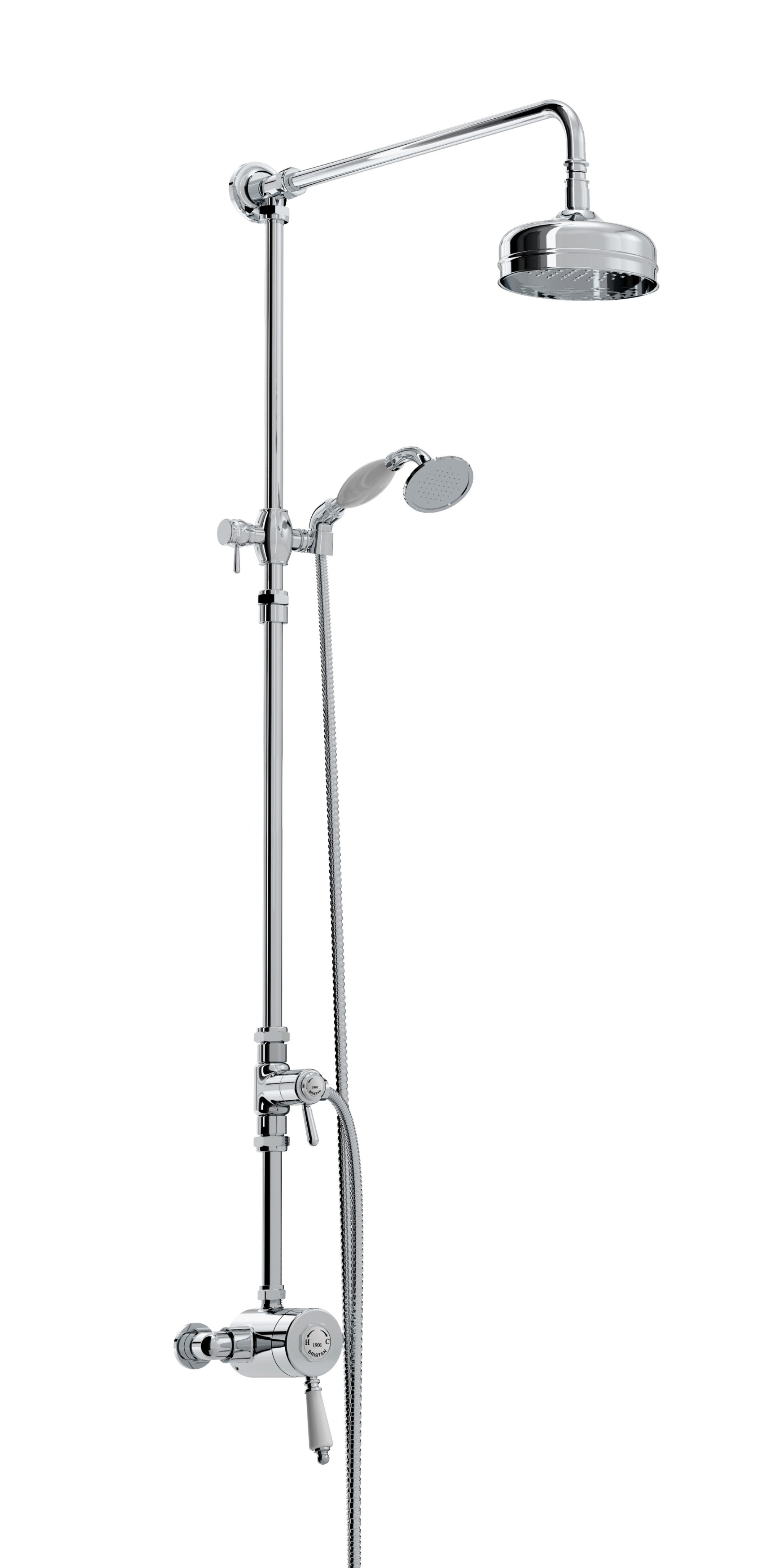 Bristan 1901 Exposed Sequential Chrome Shower Valve with Rigid Riser Kit
