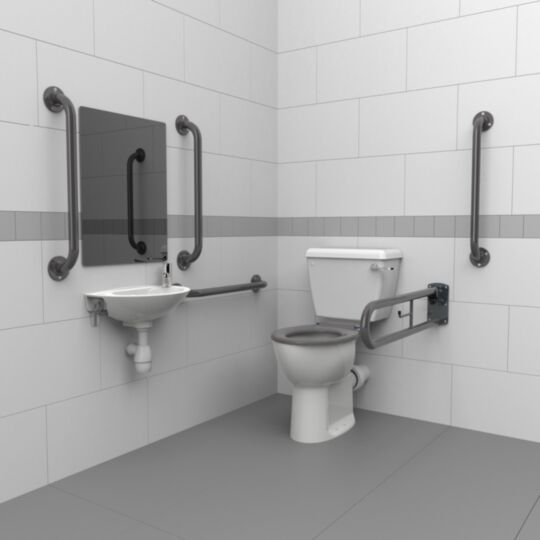 Tucker French Grey DOC M Close Coupled Pack 2 Tap Hole Basin DM200K/GY