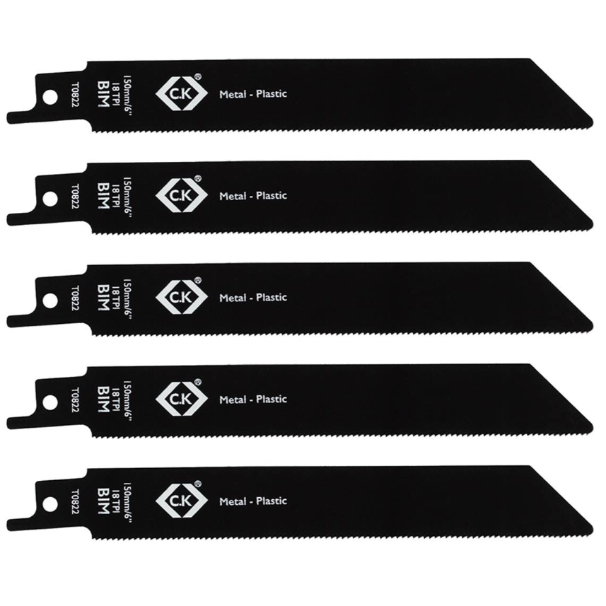C.K 18TPI 150mm BIM Reciprocating Saw Blades 5Pk T0822