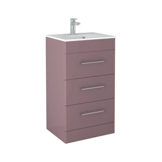 Tucker French Bucks 500mm Floor Standing Three Drawer Basin Unit Matt Plum