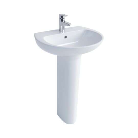 Tucker French 450mm One Taphole Thin Lipped Basin with Full Pedestal
