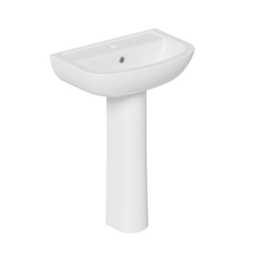 Tucker French 550mm Two Taphole D-Shaped Basin with Full Pedestal