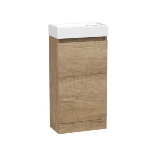 Tucker French Chiltern 400mm Floor Standing Single Door Cloakroom Basin Unit Nebraska Oak