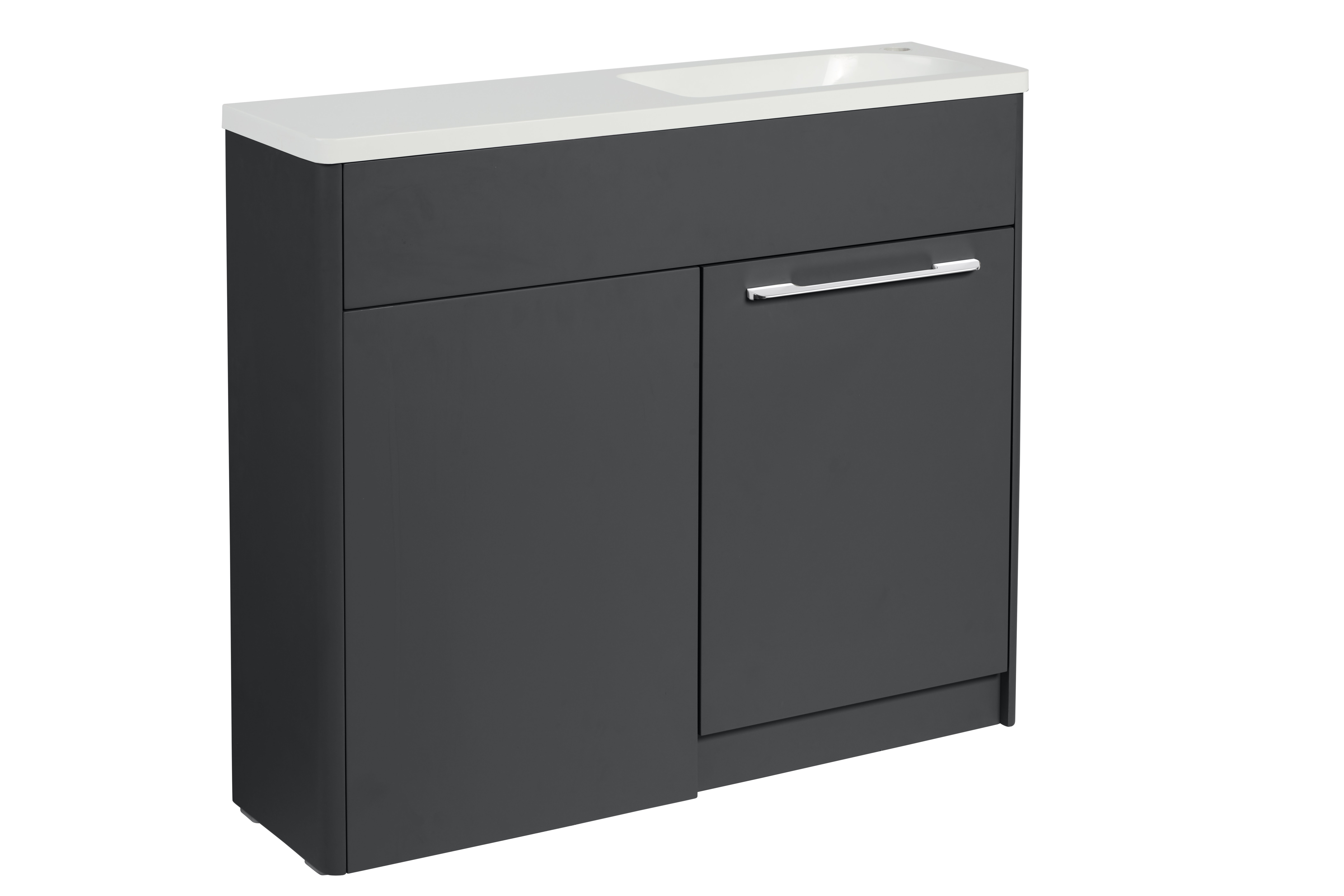 Tucker French Herts Compact 1000mm Back To Wall Floor Standing Slim Depth Basin Unit Right Handed Anthracite