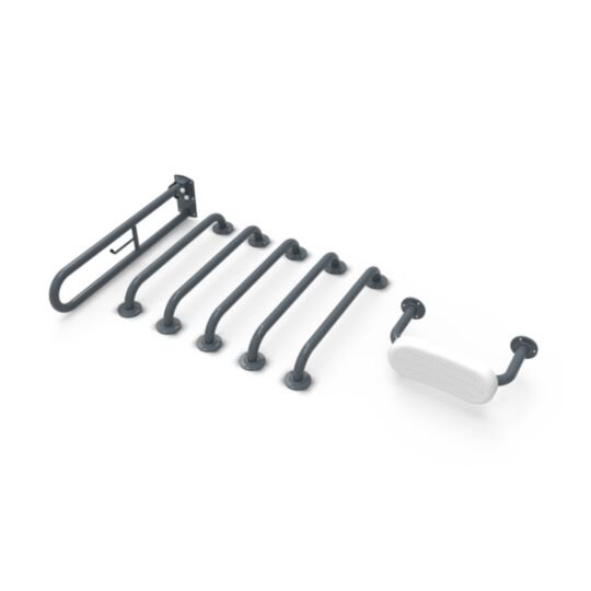 Tucker French Doc M Pack Back Rest + Grab Rail (Exposed Fixings) Dark Grey