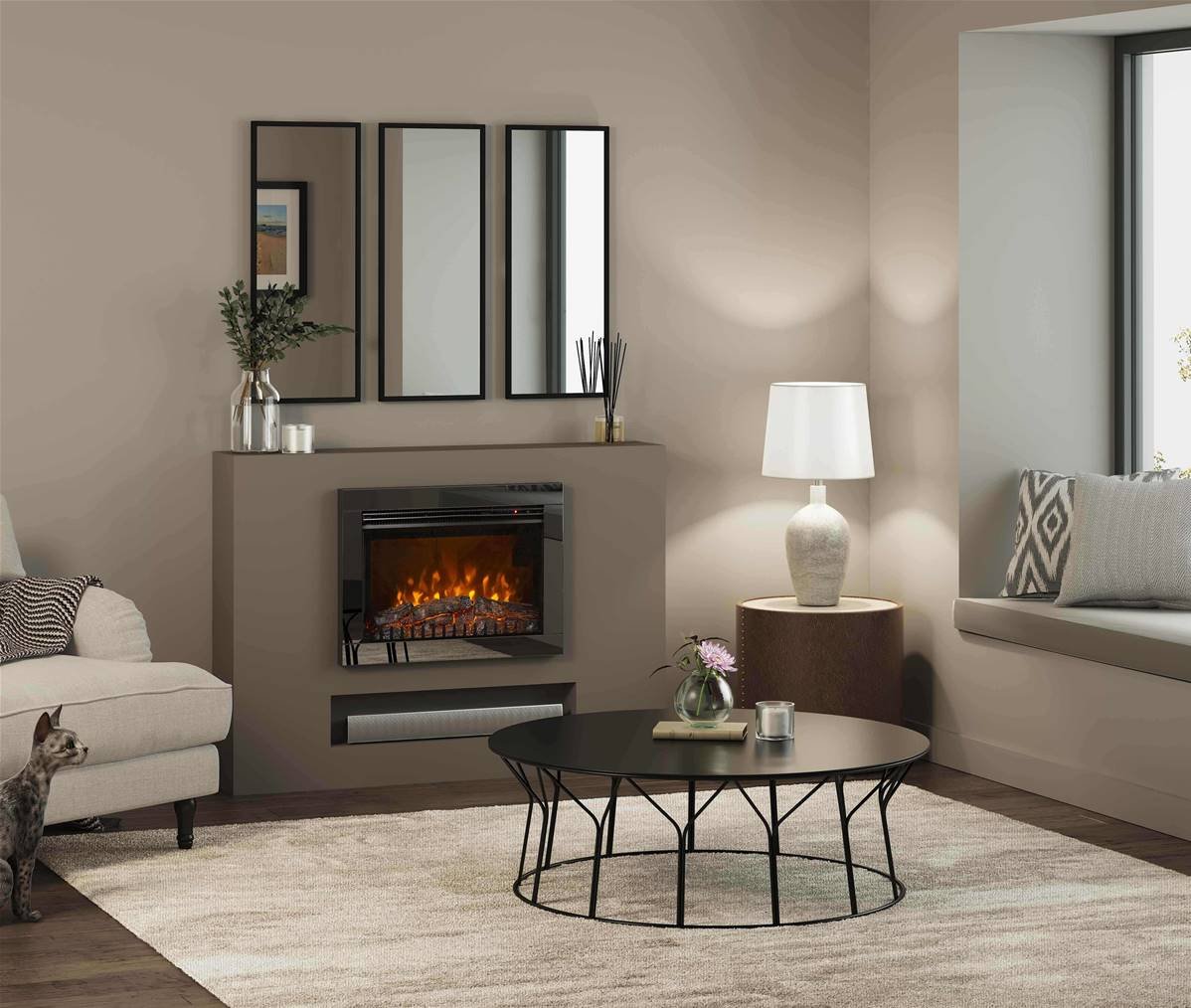 Be Modern 26" Adali Wall Mounted Fire with Black Nickel Trim AWMFT - BN 