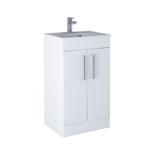 Tucker French Bucks 500mm Floor Standing Two Door Basin Unit Matt White
