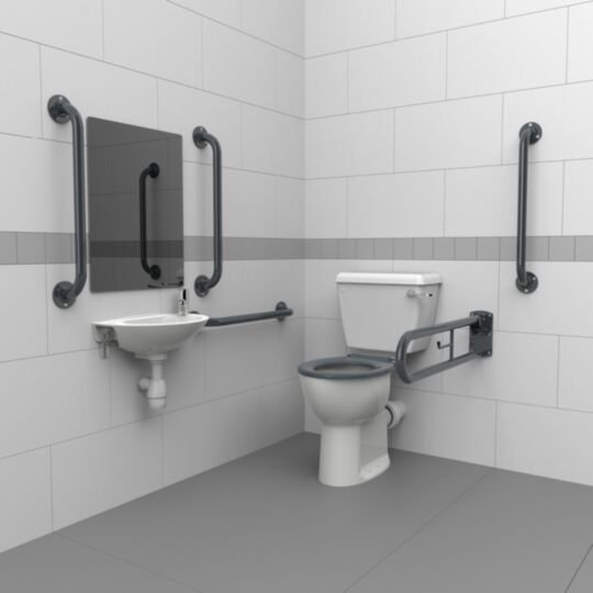 Tucker French Dark Grey DOC M Close Coupled Pack 2 Tap Hole Basin DM200K/DG