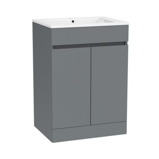 Tucker French Chiltern 600mm Floor Standing Two Door Basin Unit Matt Dust Grey