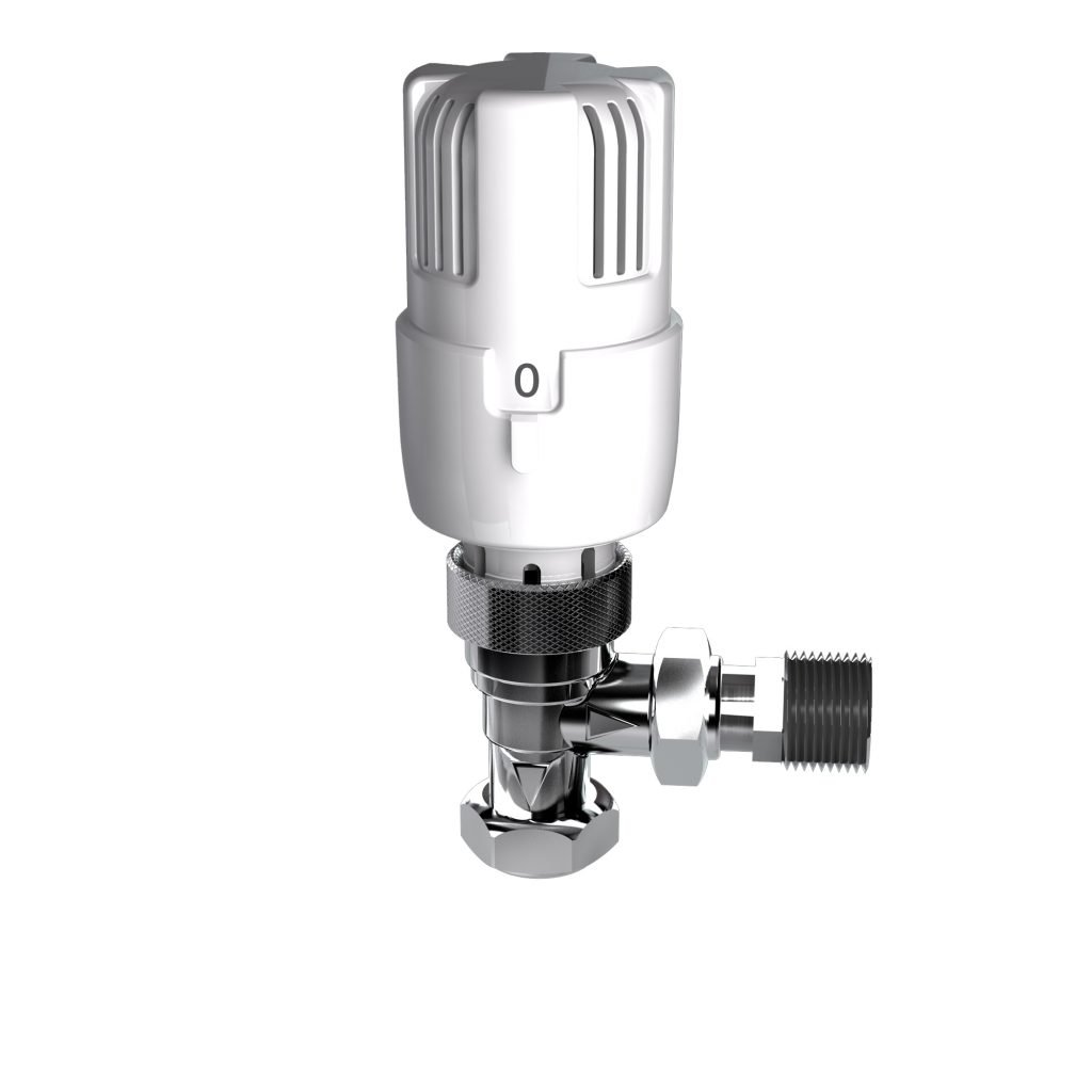 Inta 15mm Angled Thermostatic Radiator Valve 15TRVAWHCP