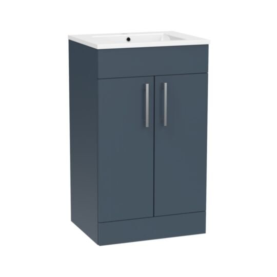 Tucker French Amersham 500mm Floor Standing Two Door Basin Unit Matt Alby Blue