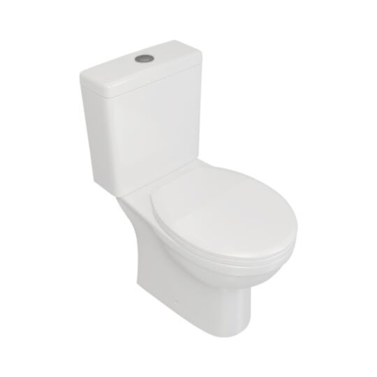 Tucker French Short Projection Rimless Open Back Close Coupled Pan Pack (Pan, 6Ltr Push Button Cistern + Soft Close Seat)