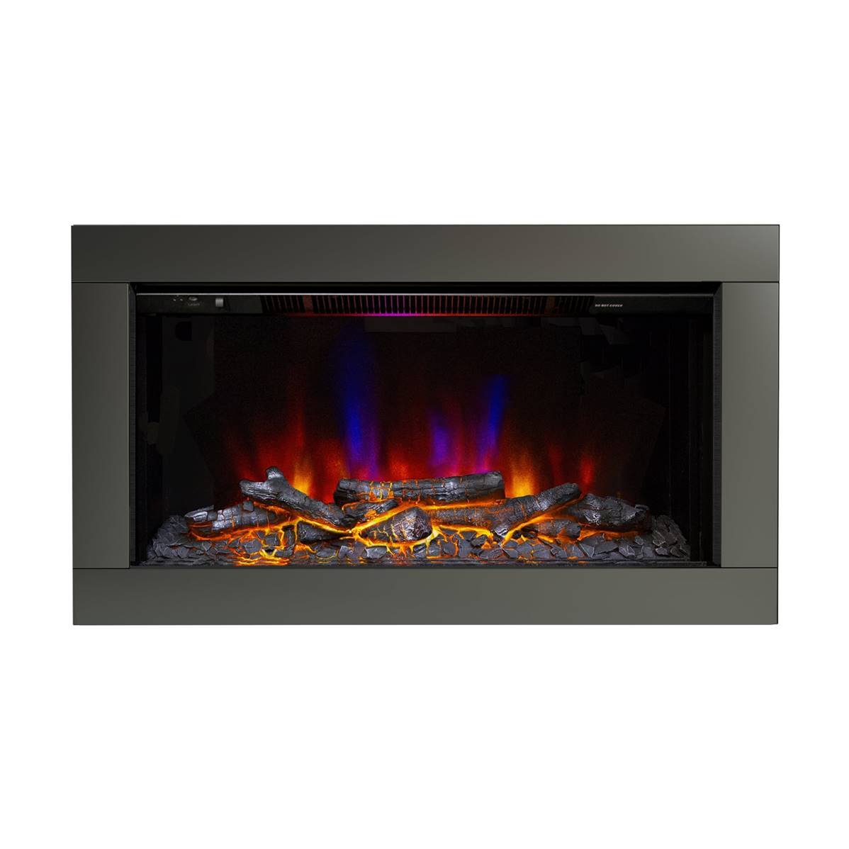 Be Modern FLARE Avella 34" Wall Mounted Inset Electric Fire with 4-Sided Black Nickel Trim 22306 