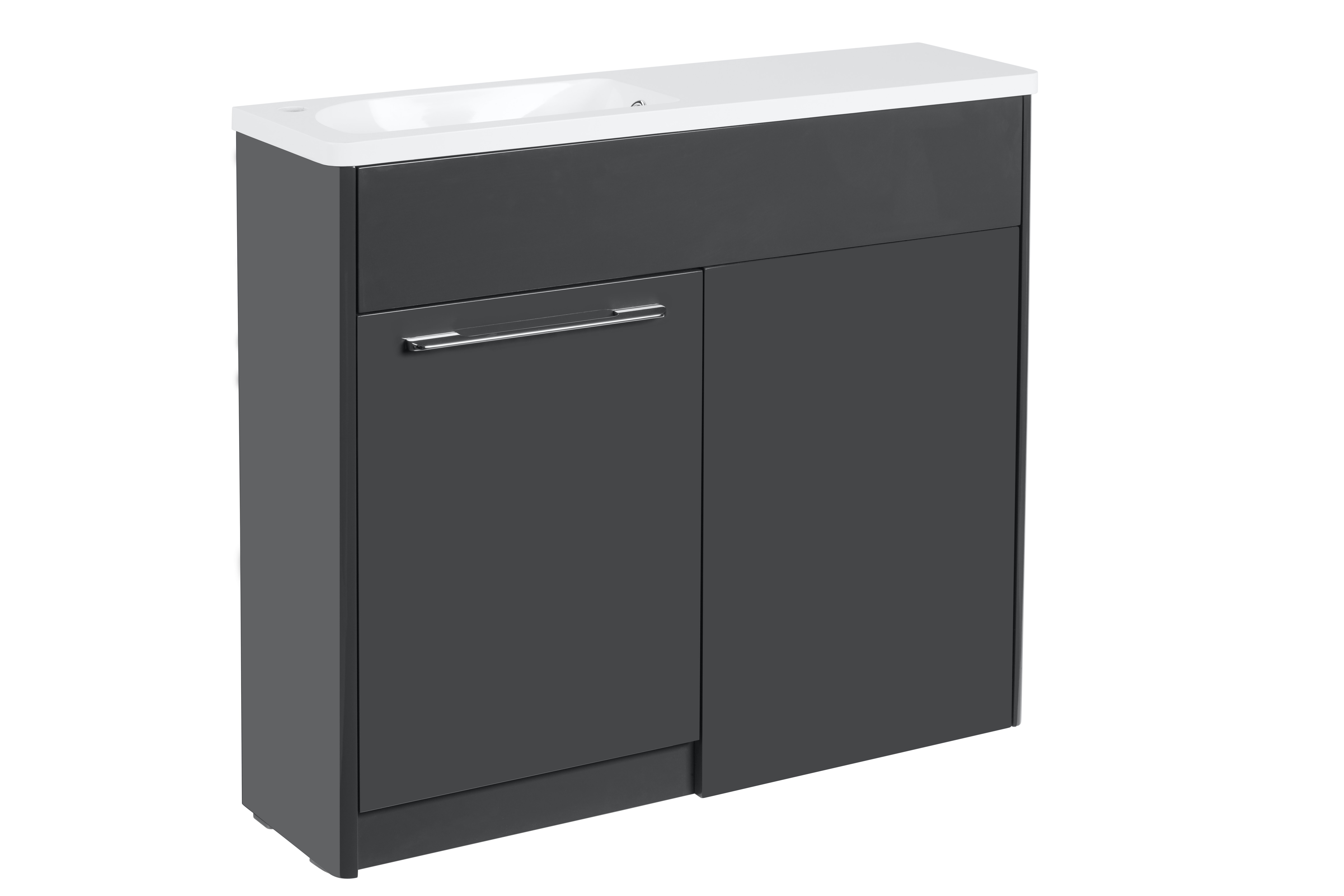Tucker French Herts Compact 1000mm Back To Wall Floor Standing Slim Depth Basin Unit Left Handed Anthracite