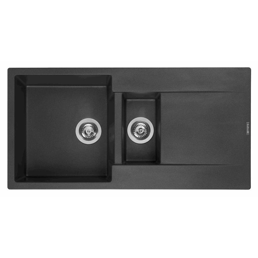 Reginox Amsterdam 15 Black Silvery Granite - 1.5 Bowl Kitchen Sink with Waste Included