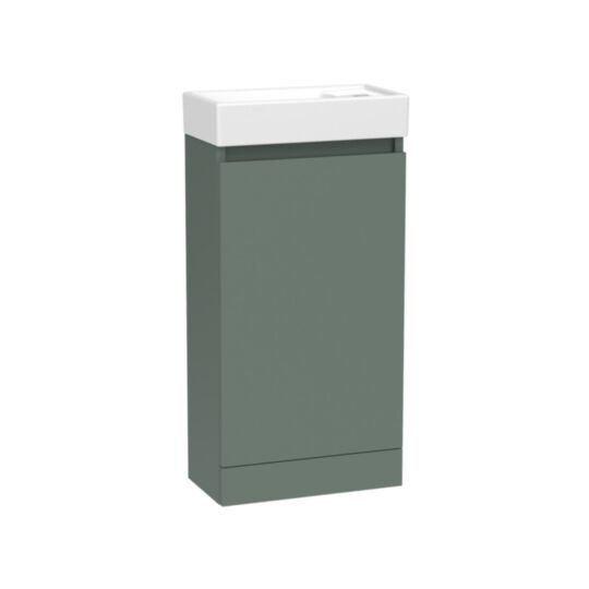 Tucker French Chiltern 400mm Floor Standing Single Door Cloakroom Basin Unit Matt Sage Green