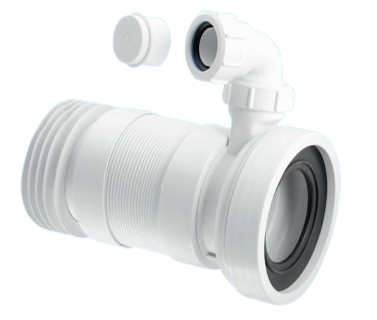 McAlpine 140-290mm Straight Flexible WC Connector with Vent Boss WC-F23RV