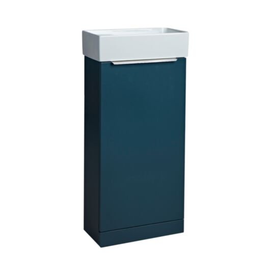 Tucker French Amersham 400mm Floor Standing Single Door Cloakroom Basin Unit Dark Blue