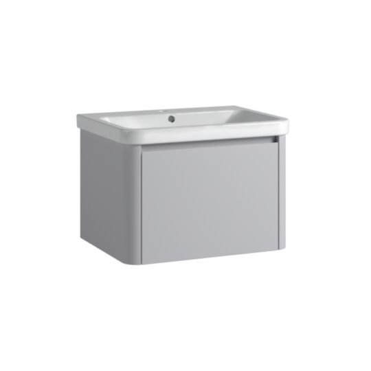 Tucker French Herts 600mm Wall Mounted Single Drawer Basin Unit Light Grey