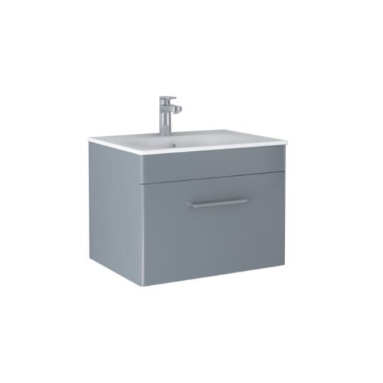 Tucker French Bucks 500mm Wall Mounted Single Drawer Basin Unit Matt Blue Steel