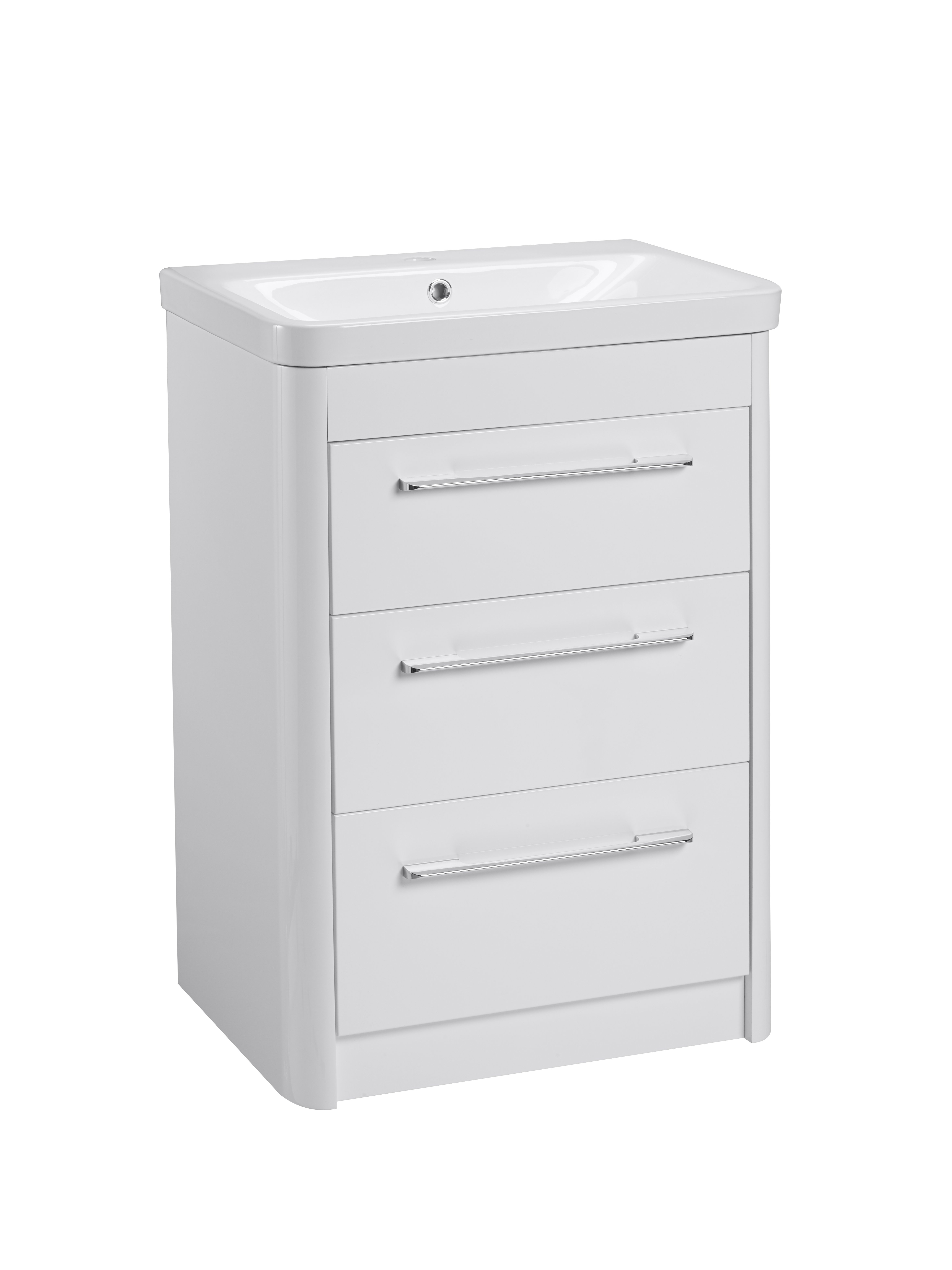Instinct Ios 600mm Floor Standing Three Drawer Basin Unit White INST041734