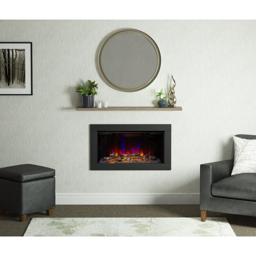 Be Modern Avella Inset Wall Mounted Fire in Matt Black Finish 183075 