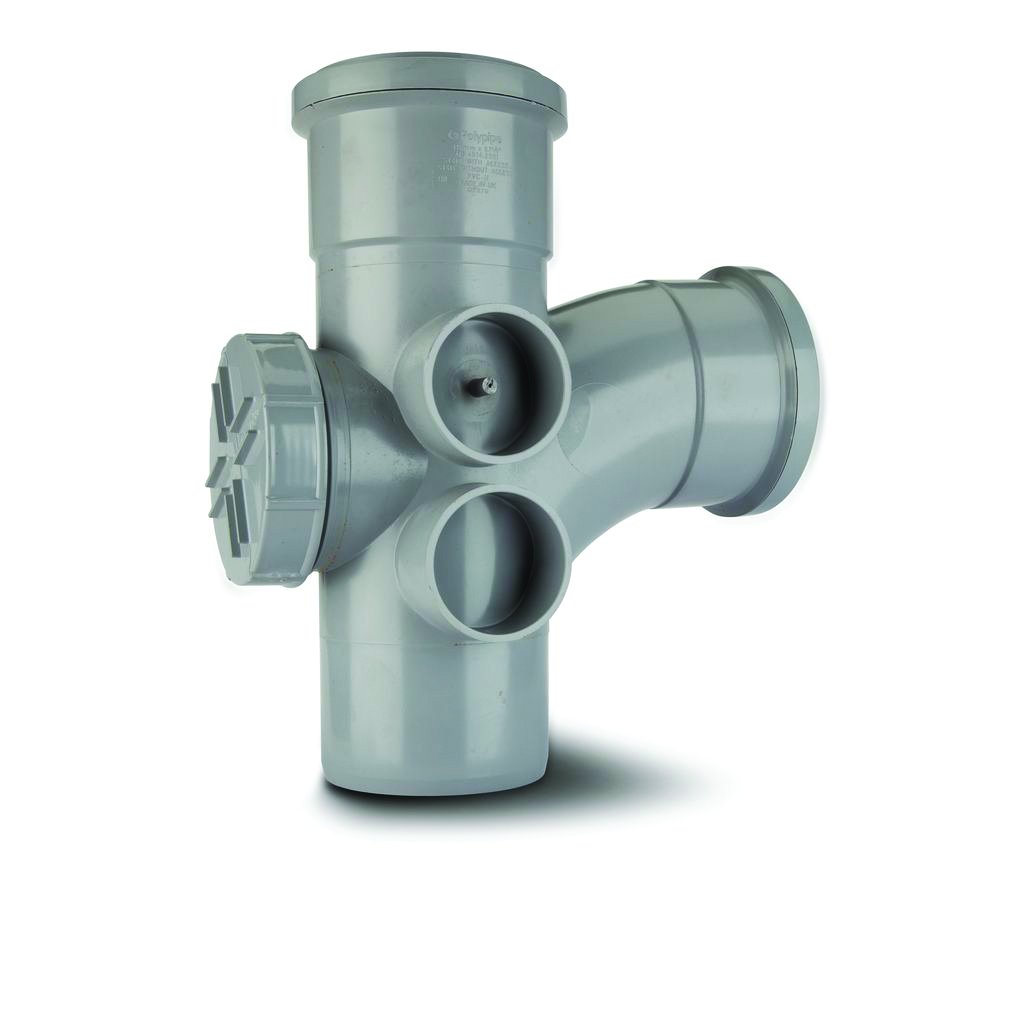 Polypipe 110mm 92.5 Degree Access Branch 4 Boss Grey