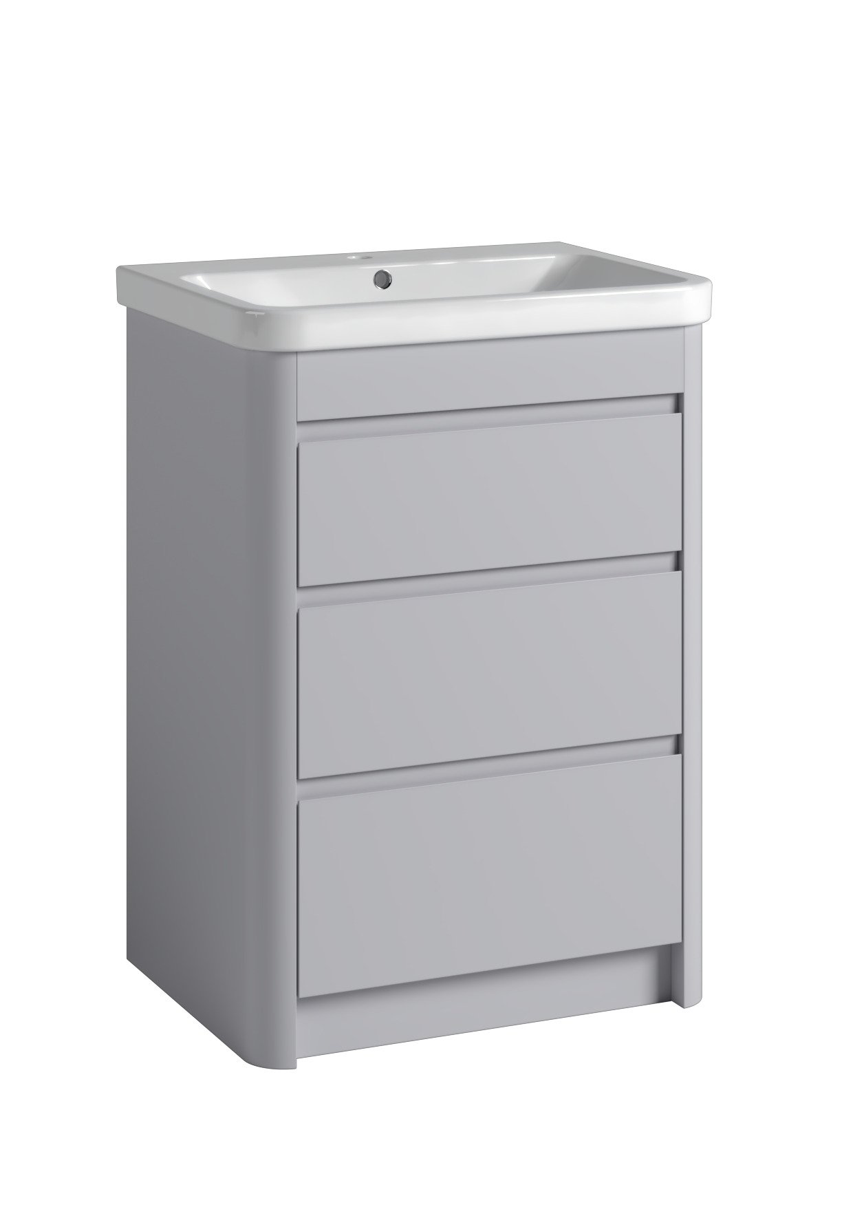 Tucker French Herts 600mm Floor Standing Three Drawer Basin Unit Light Grey
