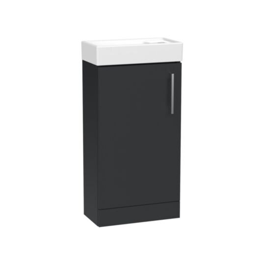 Tucker French Amersham 400mm Floor Standing Single Door Cloakroom Basin Unit Matt Graphite