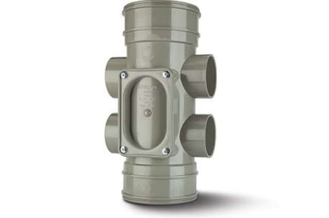 Polypipe 110mm Double Socket 4 Boss Shoulders Grey