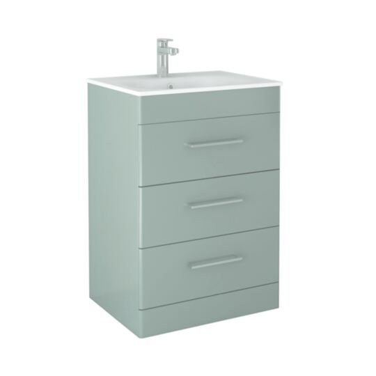Tucker French Bucks 500mm Floor Standing Three Drawer Basin Unit Matt Pistachio