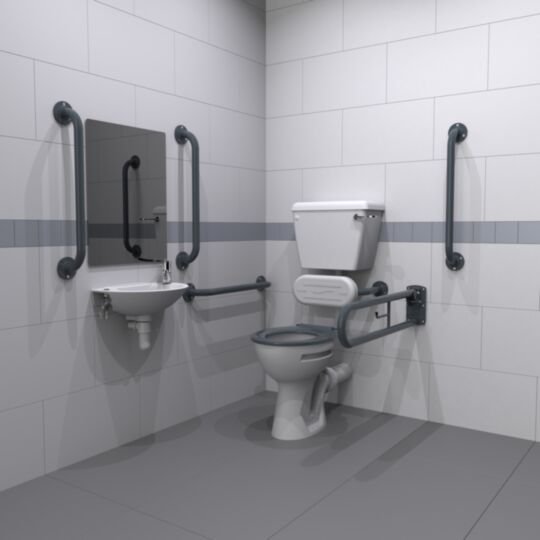 Tucker French Dark Grey Low Level DOC M Pack, 2 Tap Hole Basin DM215K/DG