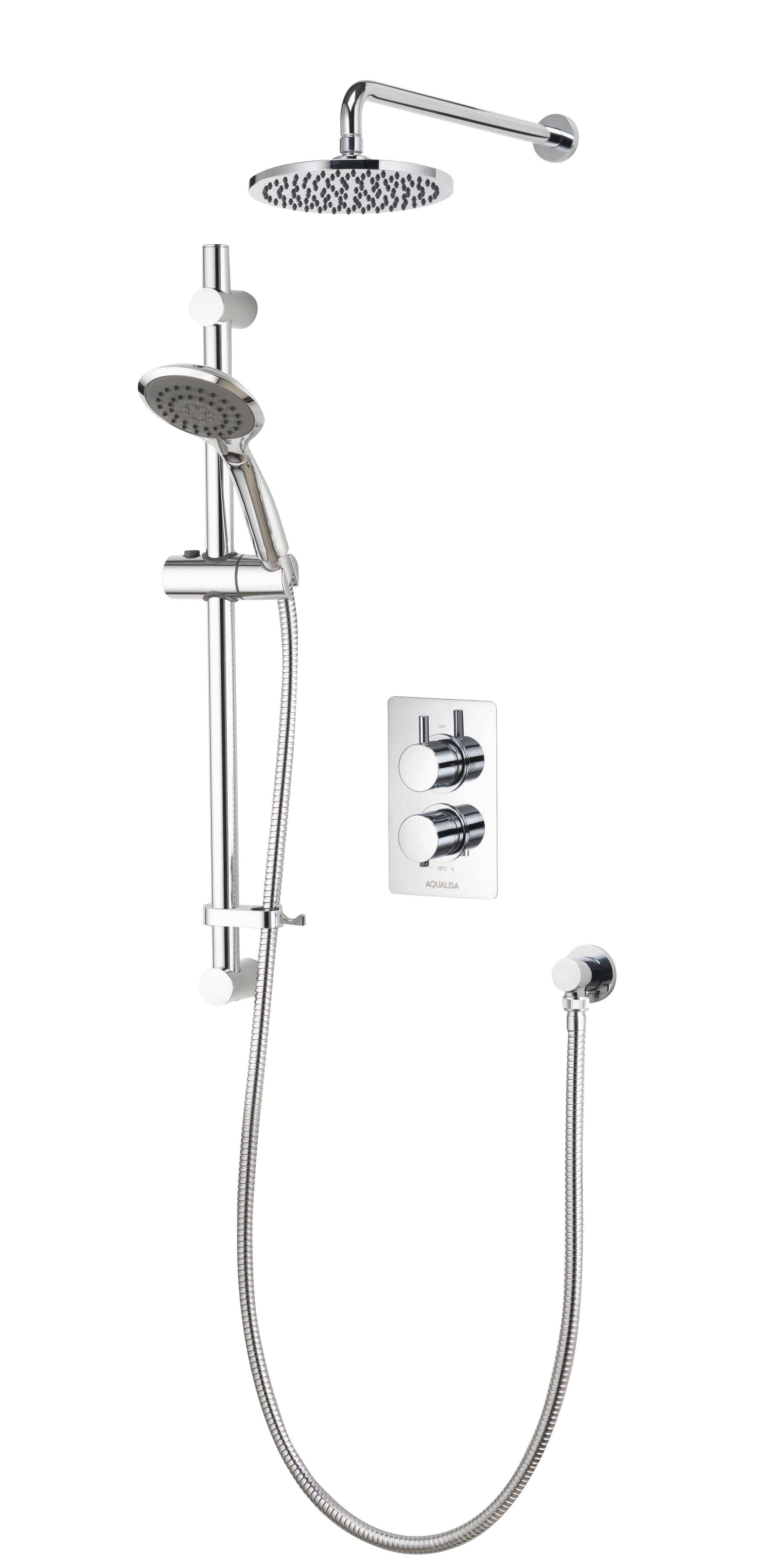 Aqualisa AQ Concealed Thermostatic Mixer Round Dials Adj And Fixed Wall - CP AQRNDCV2