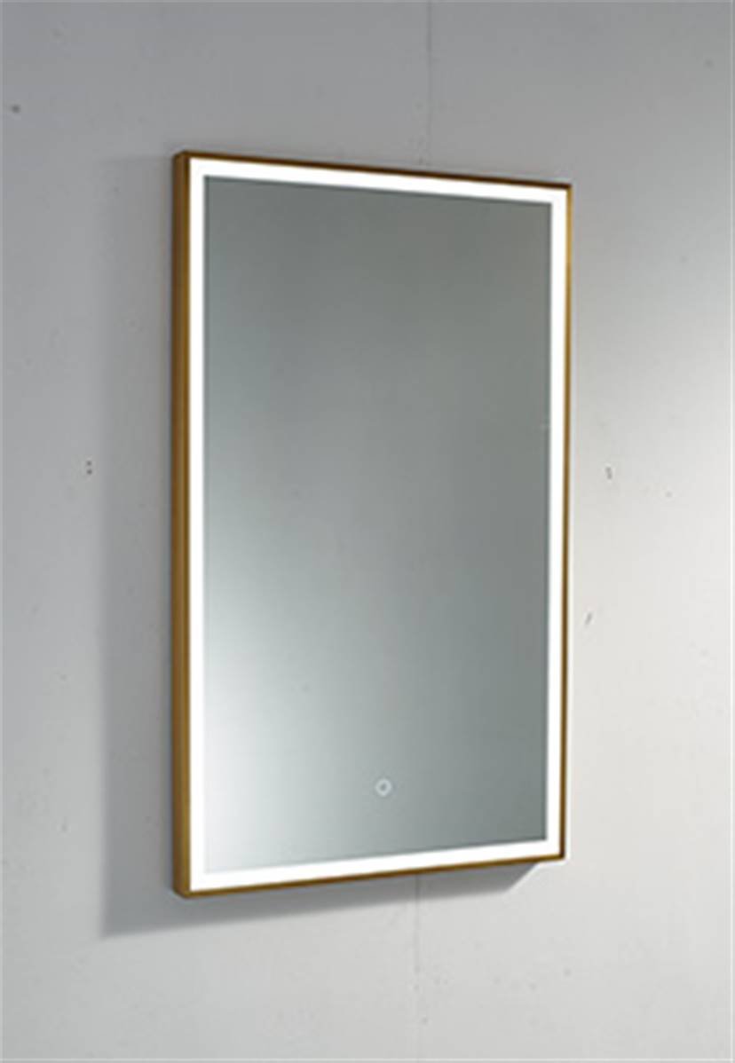 Tucker French Pisuerga 1000 x 600mm Bluetooth LED Brushed Brass Mirror - Gold Glass WI1060