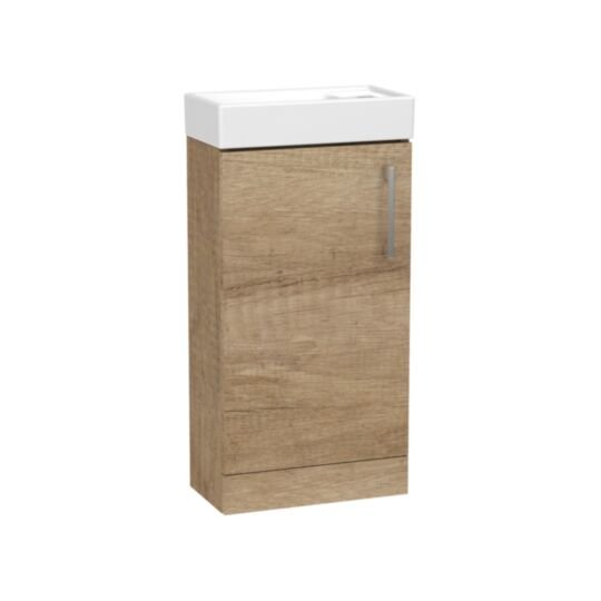 Tucker French Amersham 400mm Floor Standing Single Door Cloakroom Basin Unit Nebraska Oak