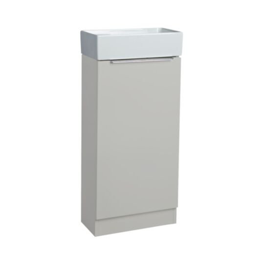 Tucker French Amersham 400mm Floor Standing Single Door Cloakroom Basin Unit Light Grey